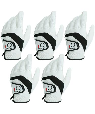 Lovmead golf gloves men left/right hand 5 pieces all weather leather cabretta handle golf gloves left right hand soft comfort fit size S m ml l xl left hand (for right -hand golfers) m