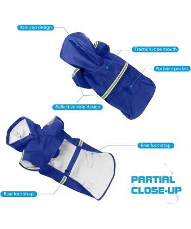 PETCUTE Waterproof Dog Raincoat with Hood and Harness Hole | Adjustable Reflective Rain Jacket for Medium Large Dogs - Dark Blue - Buy Online on GoSupps.com