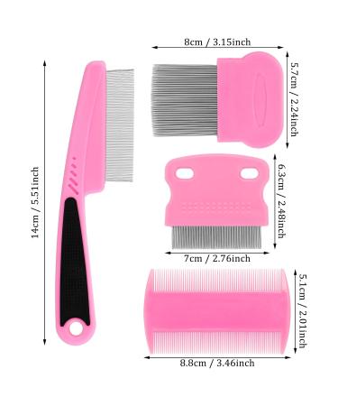 Molain Cat Dog Flea Comb Set - 4 Pieces Pink Grooming Tools & Tear Stain Removers for Pets - Buy Online on GoSupps.com