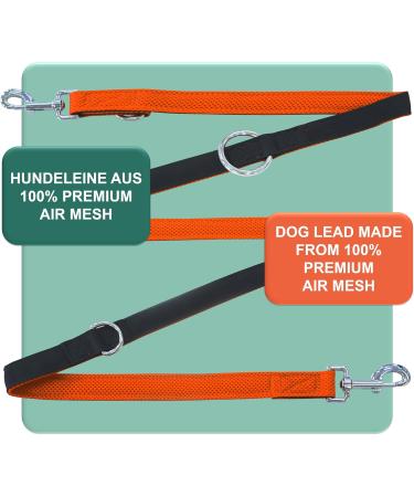 DEY Premium Dog Leash - 2m Adjustable Air Mesh | For Small to Large Dogs | Retractable & Double Leash | Multiple Colors Available | Orange S/M - Buy Online on GoSupps.com