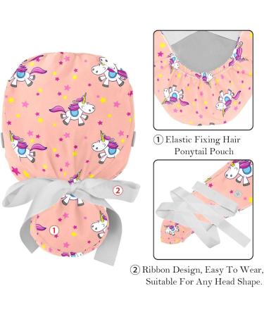 Football Print Scrub Caps for Women - 2PCS Bouffant Working Hats with Ponytail Holder | Pattern 06 - Buy Online on GoSupps.com
