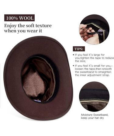 MIX BROWN Western Outback Hat - 100% Australian Wool - Crushable Men's Cowboy Hat - Wide Brim Pinch Front - Classic Style - Brown - Buy Online on GoSupps.com