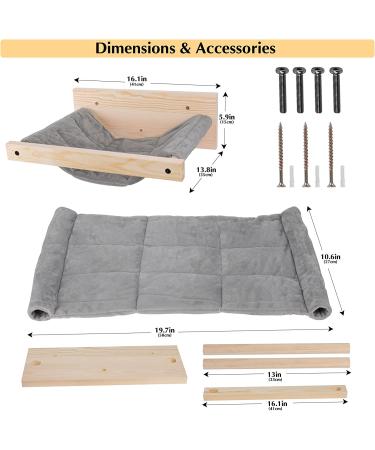Topmart Cat Hammock Wall Mounted - Gray | Cat Wall Furniture for Sleeping, Playing & Climbing | Cat Wall Shelves & Perch for Indoor Cats (Up to 35lbs) - Buy Online on GoSupps.com