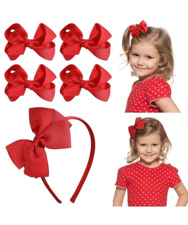Sibba Red Bow Headband Clip Barrettes 5-Piece Set for Halloween Christmas Cosplay Party - Buy Online on GoSupps.com