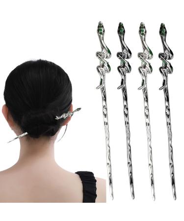 4 PACK Snake Hair Sticks Hairpin Hair Sticks for Long Hair Chinese Hair Sticks Hair Styling Accessories Hair Chopsticks for Women Girls