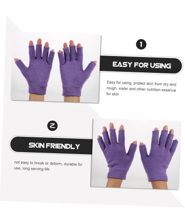 Beatifufu 1 Pair Gel Moisturizing Gloves Moisturizing Half Gloves Hand Spa Gloves Mittens for Men Gloves Soft Moisturizing Socks Gloves Womens Gloves Cotton Gloves Purple Dipping 15x11cm - Buy Online on GoSupps.com