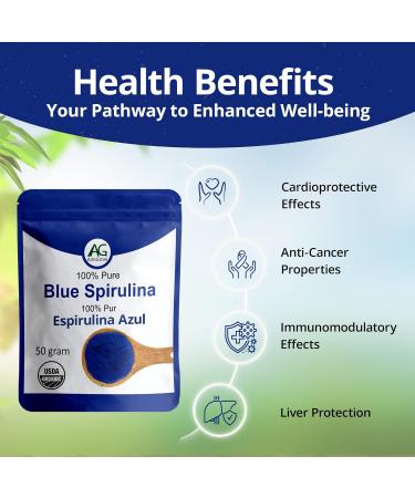 Aimgrow Blue Spirulina Antioxidant Rich Blue Spirulina Powder Non-GMO and Gluten-Free 50 Grams - Buy Online on GoSupps.com