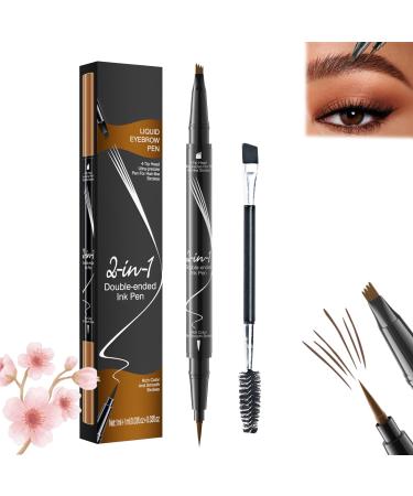 Bulletboard Waterproof Eyebrow Pen Bulletinboard Eyebrow Pen Bulletinboard Brow Pen Buletboard Liquid Eyebrow Pen Microblading Eyebrow Pencil with 4-Fork-Tip and Precise Brush-Tip (Light Brown)