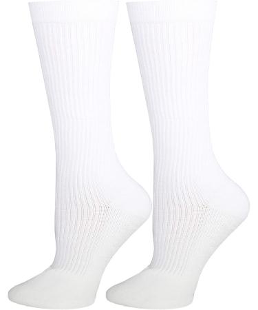 Truform Compression Socks for Men - 15-20 mmHg Crew Length Mid-Calf Cushion Foot Socks (White Medium) - Optimal Support for Travel & Daily Wear - Buy Online on GoSupps.com