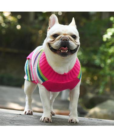TENGZHI Knitwear Warm Puppy Vest Coat Costume Holiday Sweaters Striped Pet Clothes for Small Medium Dogs Cats Christmas Dog Sweater(Pink Pocket XXL) XX-Large Pink Striped - Buy Online on GoSupps.com