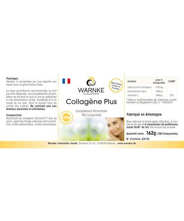 WARNKE VITAL SUBSTANCES Collagen tablets with hyaluronic acid and vitamin C high dosage 180 tablets Warnke Vitalstoffe German pharmacy quality - Buy Online on GoSupps.com
