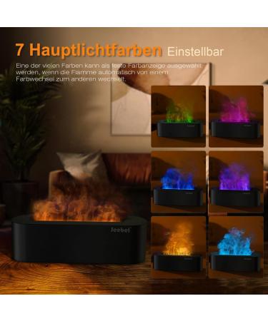 JEEBEL Essential Oil Diffuser - 150ml Mini Aromatherapy Humidifier with 7 Color Flame 3 Fog Modes 4 Timer Settings and Waterless Shut Off for Bedroom & Office - Buy Online on GoSupps.com