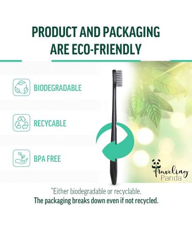 Travel-Friendly Panda Wheat Straw Toothbrushes Charcoal-Infused Whitening Bristles Bulk Pack of 10 for On-The-Go Teeth Brushing - Buy Online on GoSupps.com