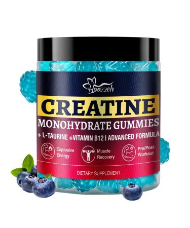 Hoozzch Creatine Monohydrate Gummies for Men & Women - Blueberry Flavor - 60 Count