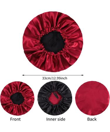 Fuyamp 2 Packs Satin Sleep Cap Adjustable Silky Sleep Bonnet for Women Long Curly Hair Double-Sided Waterproof Satin Hair Cap Extra Large Sleep Satin Bonnet for Women Girls Sleeping Red+Lake Green - Buy Online on GoSupps.com
