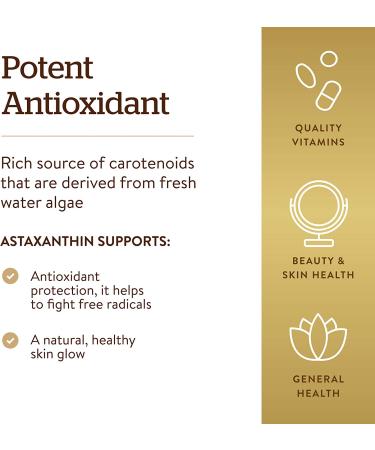 Solgar Astaxanthin 10mg Softgels - Powerful Antioxidant for Healthy Skin Glow - With Lutein & Beta Carotene - Gluten Free, Dairy Free - 30 Servings - Buy Online on GoSupps.com