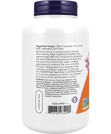 Now Foods Red Yeast Rice 600 mg - 240 Veg Capsules | Heart Health Supplement - Buy Online on GoSupps.com