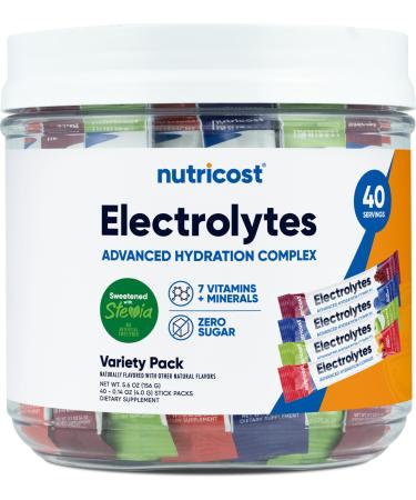 Nutricost Electrolytes Complex Variety Pack Flavored 40 Stickpacks - Advanced Hydration Complex