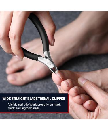 FVION Professional Toenail Clippers for Ingrown Toenails | Straight Nail Clippers for Adults Seniors Men & Women - Ideal Ingrown Toenail Treatment (Black - Buy Online on GoSupps.com