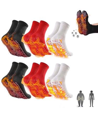 Alvo Feet Socks, 3/6/9 Pairs Alvo Feet Socks for Varicose Veins, Alvo Feet Tourmaline Acupressure Self-Heating Shaping Socks, Alvo feet Tourmaline Socks for Women&Men (6 Pairs Mixed Colors)