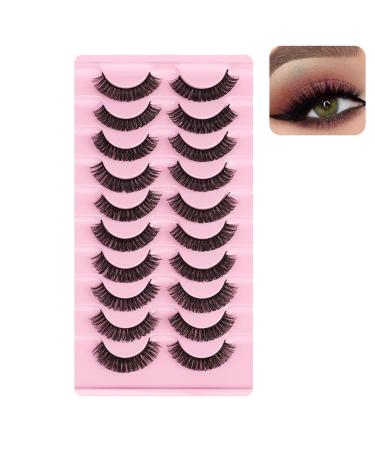10 Pairs Pack Mink Lashes Wispy Fluffy Lashes Natural Look False Eyelashes Cat Eye Lashes 3D Mink Fluffy Eyelashes(DH06-3)