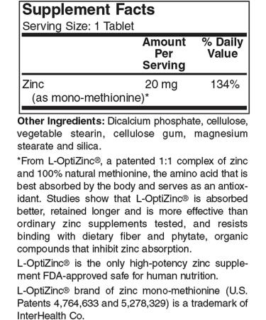 Holly Hill Health Foods Zinc 20mg - 250 Tablets | Immune Support Supplement - Buy Online on GoSupps.com