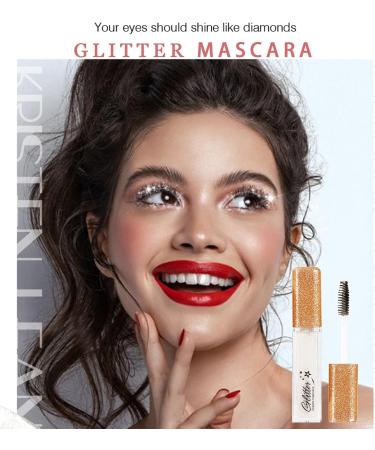 Colorful Glitter Mascara Colorful Diamond Mascara Waterproof Stain Resistant Curved Volume Extender for Party and Stage (4#) - Buy Online on GoSupps.com