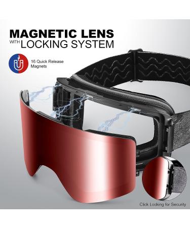 Odoland Frameless Ski Goggles with Detachable Lens - Anti-Fog, UV Protection, Black Frame, Blaze Lens (VLT 25%) - Buy Online on GoSupps.com