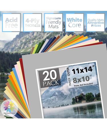 Mat Board Center Pack of 20 11x14 Mixed Colors White Core Picture Mats for 8x10 Photos - Ideal for Prints and Pictures - Buy Online on GoSupps.com