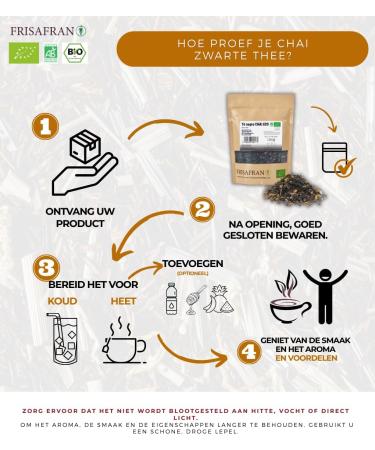  FRISAFRAN FRISAFRAN | Organic Loose Leaf Chai Black Tea 200g | Antioxidant | Energizing | Anti-inflammatory | Detoxifying | Decaffeinated | Natural | sa - Buy Online on GoSupps.com