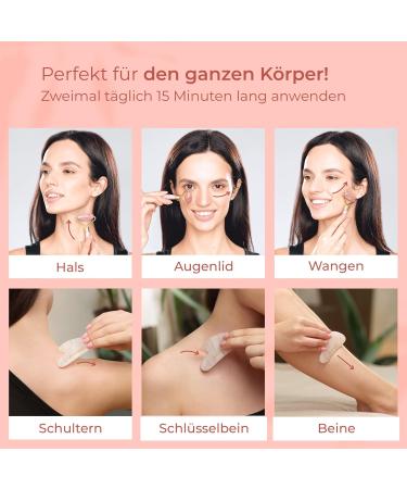 Plantifique Rose Quartz Roller & Gua Sha Set - Natural Facial Massage Tool for Eye Swelling & Skin Tightening - Buy Online on GoSupps.com
