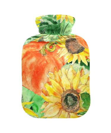 Hot water bottles with cover pumpkin sunflower hot water bag for pain relief warming hands feet and bed warmer 2 liters