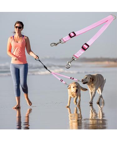 Dual Dog Leash with Splinter Stop - Adjustable Training Leash for Small Medium & Large Dogs - Perfect for Jogging & Hiking (Pink) - Buy Online on GoSupps.com
