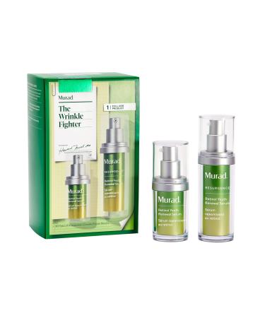 Murad The Wrinkle Fighter 2 Piece ($141 Value) - Retinol Youth Renewal Kit (Full + Travel Size) Tri Active Retinol Swertia & Hyaluronic Acid Fast Acting Anti Aging Serum Firms & Smooths Skin