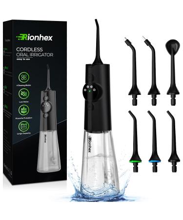 Water Dental Flosser Teeth Pick: 4 Modes Cordless Oral Irrigator 300ML Tank USB-C Rechargeable Water Teeth Cleaner IPX7 Waterproof Flossing Cleaning Picks for Home Travel Dark Black