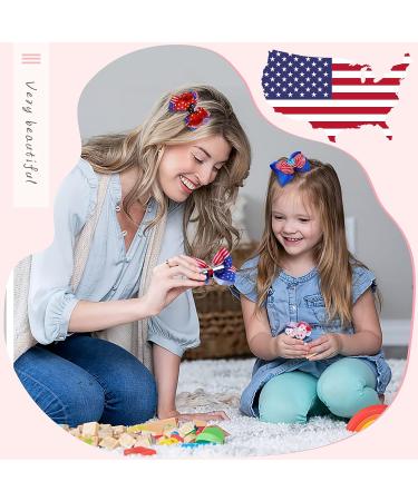 12PCS 4th of July Hair Bows Clips - Handmade America Flag Grosgrain Ribbon Girl Bows for Independence Day - Buy Online on GoSupps.com