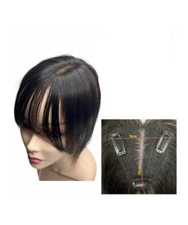 Bangs Clip in Bangs Transparent Swiss Lace Human Hair Bangs Clip In Fringe Hairpieces Extension For Women Breathable Remy Hair Bangs for Women Curved Bangs for Daily Wear (Color : 8x10 Natural blac 8x10 Natural black