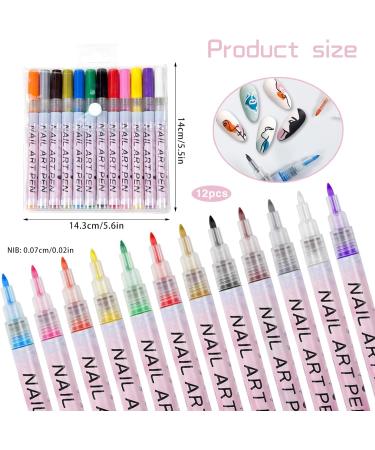 12 Color Nail Art Pens Set 3D Nail Art Drawing Pen Quick Drying Nail Polish Pen DIY Nail Pens Gel Polish for Painting Graffiti Nail Dotting Pen Nail Art Accessories Manicure Drawing Tools(0.7mm) - Buy Online on GoSupps.com