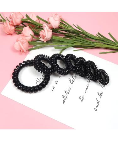 Tuuxi 28-Piece Spiral Hair Rubber Bands - Black Telephone Cable Hair Ties for Women & Girls - Trackless Coils Big Size 5.5 cm & Small 2.5 cm - Buy Online on GoSupps.com