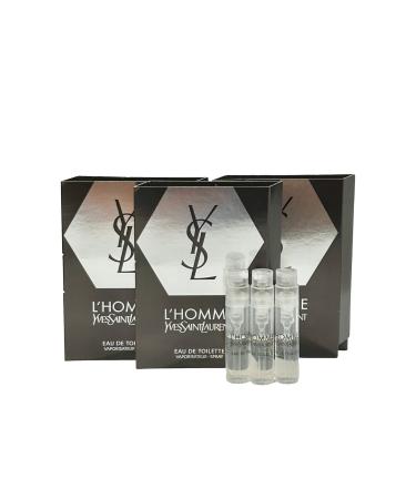 YVES SAINT LAURENT Sample Perfume MEN YSL Men L'Homme EDT Spray Trial Size Partially Filled Vials 1.2 ml / 0.04 fl oz (set of 3) Black