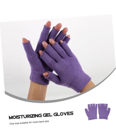 Beatifufu 1 Pair Gel Moisturizing Gloves Moisturizing Half Gloves Hand Spa Gloves Mittens for Men Gloves Soft Moisturizing Socks Gloves Womens Gloves Cotton Gloves Purple Dipping 15x11cm - Buy Online on GoSupps.com