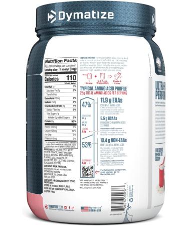 Dymatize ISO100 Hydrolyzed Protein Powder - 25g Whey Isolate, 5.5g BCAAs, Gluten Free - Strawberry Flavor, 20 Servings - Buy Online on GoSupps.com