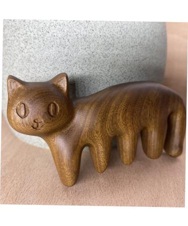 Frcolor 5-Stage Cat Kitten Massage Comb - Cute Cat-Shaped Sandalwood Grooming Tool for Scalp Relief & Creative Pet Care - Buy Online on GoSupps.com