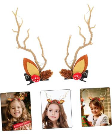ABOOFAN 3 Pairs Christmas Glow Barrette Xmas Hair Clips Antlers Tree Branches Antlers Hair Clips Winter Hair Barrettes Mushroom Costume Reindeer Horn Hair Grip Mosaic Resin Miss - Buy Online on GoSupps.com