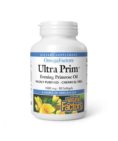 Natural Factors Ultra Prim Evening Primrose Oil 1000mg A Natural Source of Omega-6 GLA 90 Softgels 90 Count (Pack of 1)