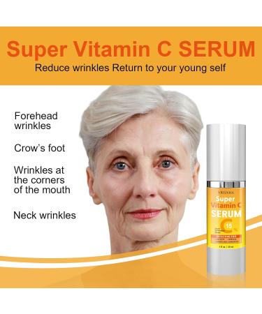 Super Vitamin C Serum for Women Over 50 | Anti-Aging Face Lift Serum with Peptides Niacinamide & Hyaluronic Acid for Mature Skin Wrinkles - Buy Online on GoSupps.com