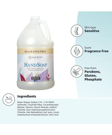 Ginger Lily Farms Botanicals All-Purpose Liquid Hand Soap Refill - Fragrance Free - 1 Gallon (128 fl oz) - Vegan & Cruelty-Free - Buy Online on GoSupps.com