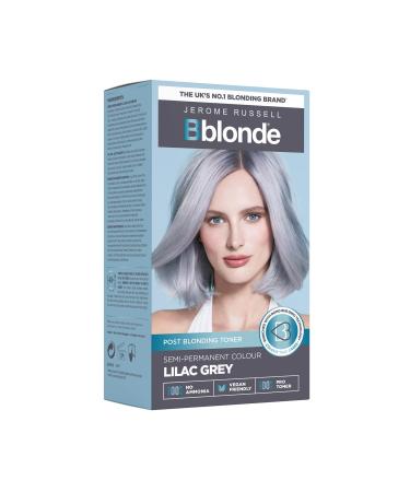 Jerome Russell Bblonde Lilac Grey Post Blonding Toner - Semi Permanent Hair Dye Kit for Pre Lightened & Blonde Hair with Brazil Nut Oil No Ammonia & Vegan