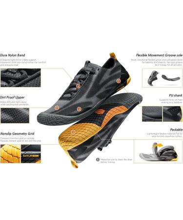 TSLA Men's Trail Running Shoes - Lightweight Athletic Zero Drop Barefoot Shoes - Non Slip Outdoor Walking Minimalist Shoes - Black & Grey 9.5 - Buy Online on GoSupps.com