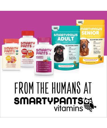 SmartyPaws Dog Vitamins for Joint & Gut Health - Peanut Butter Multivitamin Chews with Glucosamine & Probiotics | 60 Soft Chews - Buy Online on GoSupps.com